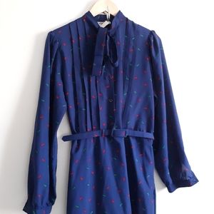 Vintage 80s Tie Neck Dress